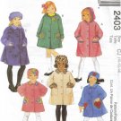 McCalls 2403 Girls UNLINED COATS & HAT 7-10