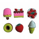 kawaii 6pcs ERASER pencil rubber food set /doll house miniature toy
