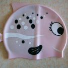 Pink kid swimming silicon cap/fish bath cap