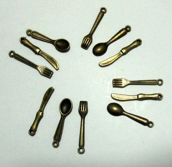 Lot of 900 Dollhouse mini Brass spoon fork toy/charm