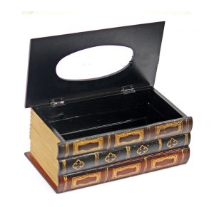 Wooden Stack Book Tissue Box Holder Gift/Decor