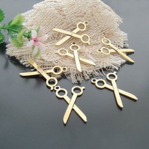 Lot of 20pcs mini Gold Siccors dollhouse miniature toy/jewelry Charm