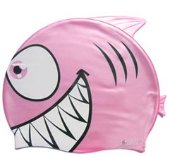 Pink Kid Swimming Pool Happy Fish shark Swim Silicon Fabric Cap/Bathing Cap