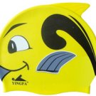 Yellow Kid Swimming Pool Happy Fish Swim Silicon Fabric Cap/Bathing Cap