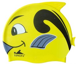 Yellow Kid Swimming Pool Happy Fish Swim Silicon Fabric Cap/Bathing Cap