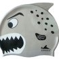 Gray Kid Swimming Pool Happy Fish shark Swim Silicon Fabric Cap/Bathing Cap