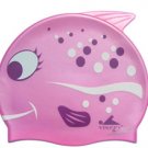 Pink Dot Kid Swimming Pool Happy Fish shark Swim Silicon Fabric Cap/Bathing Cap