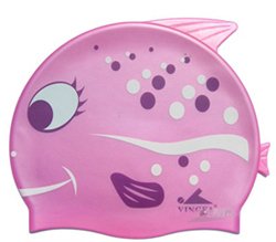 Pink Dot Kid Swimming Pool Happy Fish shark Swim Silicon Fabric Cap/Bathing Cap