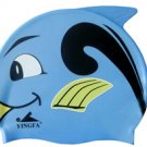 Blue Kid Swimming Pool Happy Fish shark Swim Silicon Fabric Cap/Bathing Cap B2
