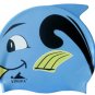 Blue Kid Swimming Pool Happy Fish shark Swim Silicon Fabric Cap/Bathing Cap B2