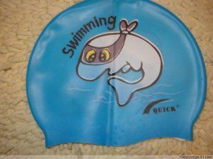 Kid Swimming Pool Dolphine Swim Silicon Fabric Cap/Bathing Cap