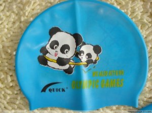 Kid Swimming Pool Panda Swim Silicon Fabric Cap/Bathing Cap