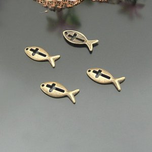 Lot of 500pcs mini Cross Fish dollhouse miniature toy/jewelry bracelet alloy Charm