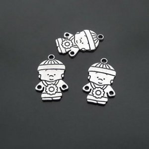 Lot of 200pcs mini Silver Boy Bridegroom dollhouse miniature toy/jewelry bracelet metal alloy Charm