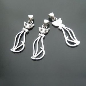 Lot of 100pcs mini Silver Elegant Cat dollhouse miniature toy/jewelry bracelet metal alloy Charm