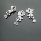 Lot of 200pcs mini Silver Bee Honey dollhouse miniature toy/jewelry bracelet metal alloy Charm