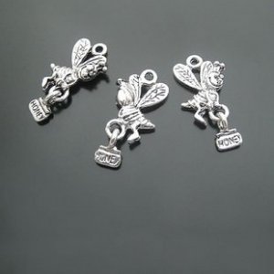 Lot of 200pcs mini Silver Bee Honey dollhouse miniature toy/jewelry bracelet metal alloy Charm