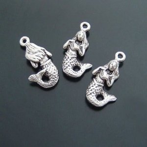 300pcs mini Silver Mermaid dollhouse miniature toy/jewelry Charm