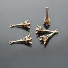Lot of 20pcs mini Gold Eiffel Tower dollhouse miniature toy/jewelry bracelet metal alloy Charm