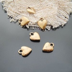 Lot of 50pcs mini Gold Heart dollhouse miniature toy/jewelry bracelet alloy Charm