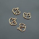 Lot of 50pcs mini Gold Double Heart dollhouse miniature toy/jewelry bracelet alloy Charm