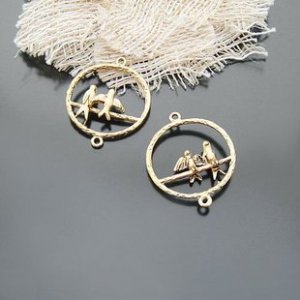 Lot of 200pcs mini Gold bird & Cage dollhouse miniature toy/jewelry Charm B2