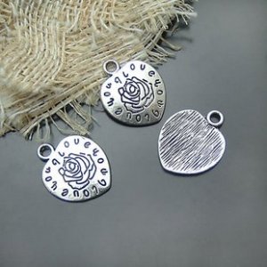 Lot of 200pcs mini Silver Rose Heart dollhouse miniature toy/jewelry Charm CM601