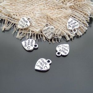 1500pcs Dollhouse Miniature toy Heart jewelry bracelet metal Charm Bead Made with Love CM633