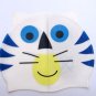 Kid Swimming Pool Cat Tiger Swim Sliccon Fabric Cap / Bathing Cap White