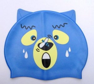 Kid Swimming Pool Blue Bear Swim Sliccon Fabric Cap / Bathing Cap B2