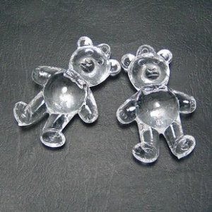 2pcs Acrylic Transparent Clear Bear Bead Finding 58 x 40mm