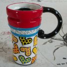 Hand Painted Cup Mug Vase Studio Heart Design