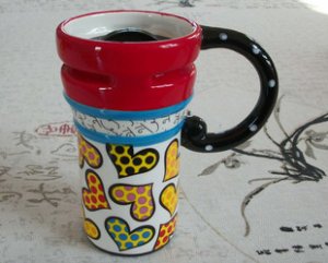 Hand Painted Cup Mug Vase Studio Heart Design