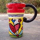 Hand Painted Cup Mug Vase Studio Heart Design B2