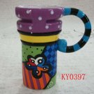 Hand Painted Cup Mug Vase Studio Flower Design