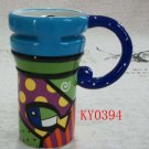 Hand Painted Cup Mug Vase Studio Fish Design B2