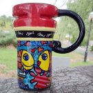 Hand Painted Cup Mug Vase Studio Fish Design