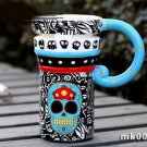Hand Painted Cup Mug Vase Skull Design