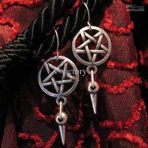 Goth Inverted Pentagram & Spike Earrings Earring WGW Satanic