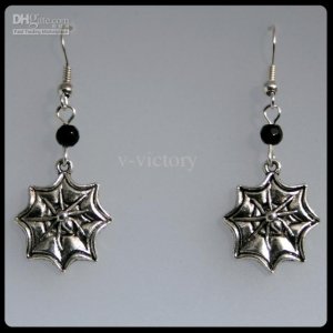 Gothic Spider & Cob Web Earrings - Goth Emo Halloween