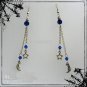 Blue Moon & Star Dangley Earring Goth Pagan Wiccan