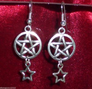 Goth Inverted Pentagram & Star Earrings Earring WGW Satanic