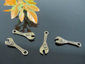 50pcs mini Spanner Wrench Tool dollhouse miniature toy/jewelry bracelet  metal alloy Charm CM864