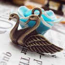Lot of 200pcs mini Twin Swan dollhouse miniature toy/jewelry bracelet  metal alloy Charm B2