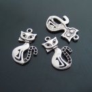 Lot of 200pcs mini Cat 22 x 16mm dollhouse miniature toy/jewelry bracelet  metal alloy Charm B2
