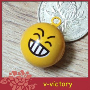 10 x Cartoon Bell Dog Pet Cat Collar Laugh Face Icon 2cm
