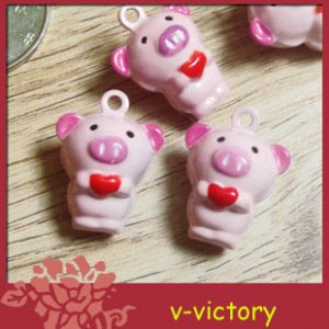 10 x Cartoon Bell Dog Pet Cat Collar Love Pig 2cm