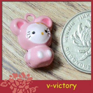 10 x Cartoon Bell Dog Pet Cat Collar Pink Mouse 2cm