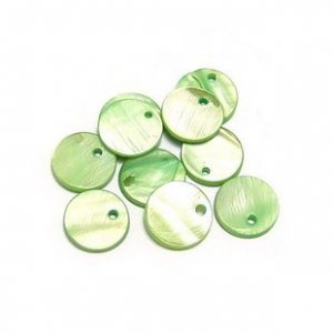 100pcs Green Shell Bead Round Disk Fitting 12.5mm