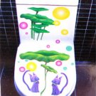 2pcs Cat Lotus Wall Sticker Art Toilet Bathroom Vinyl Decor